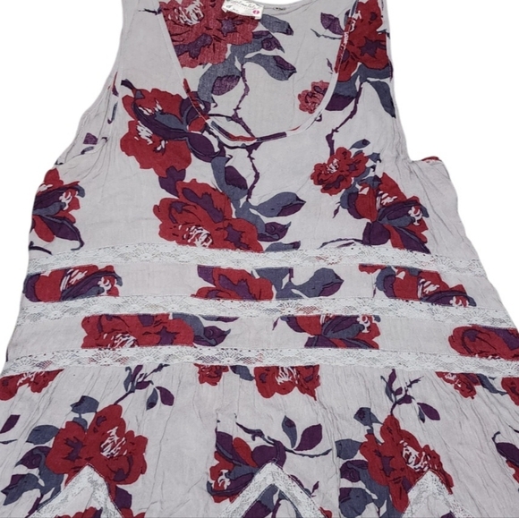 Free People Intimately Mini Trapeze Swing Dress Sleeveless Floral Medium Boho - Picture 5 of 10